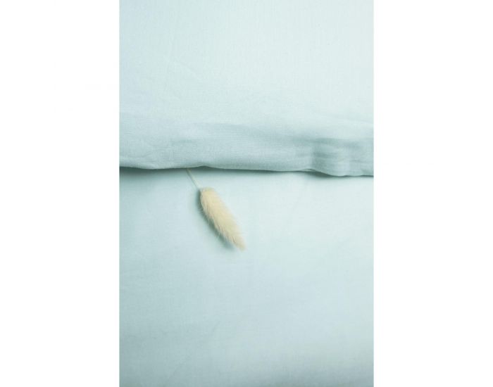 KADOLIS Housse de Couette B�b� Unie - en Coton Bio - Bleu C�ladon (8)