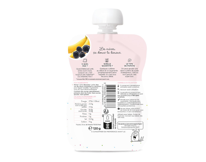 POPOTE Gourde Mre Banane - 120g - Ds 4/6 mois (1)