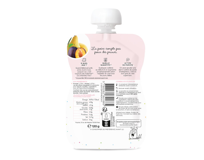 POPOTE Gourde Prunes Poire - 120g - Ds 4/6 mois (1)