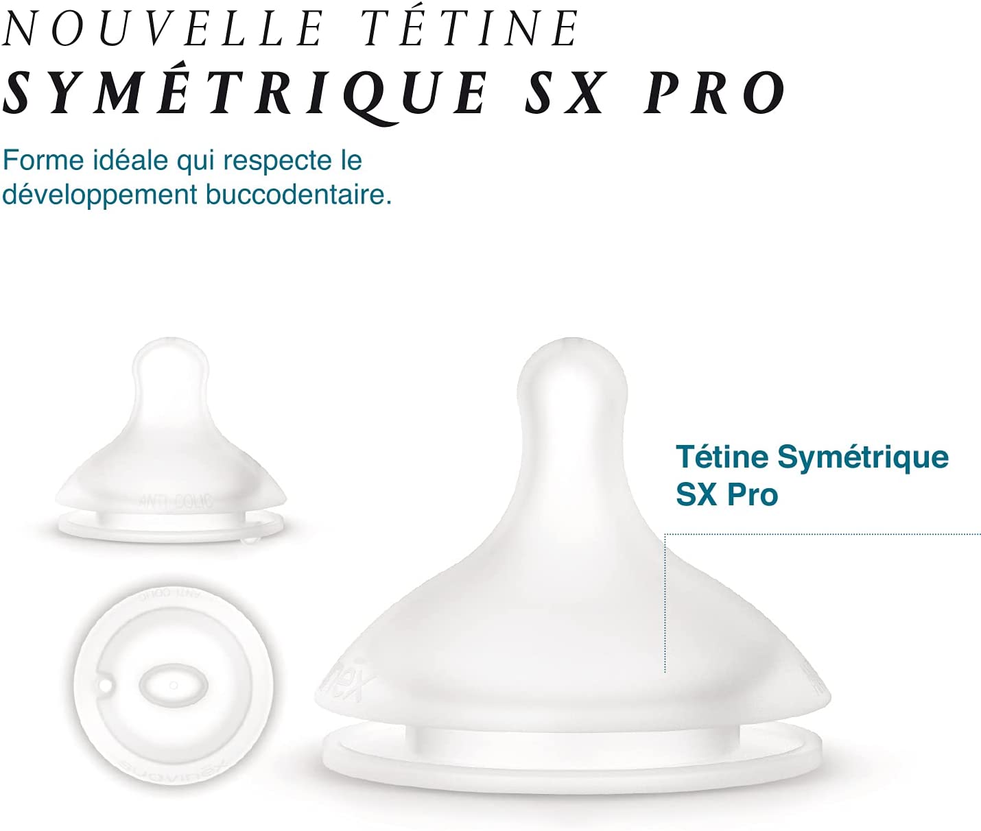 SUAVINEX Lot de 2 Ttines Symtriques SX Pro en Silicone Dbit Lent +0m (2)