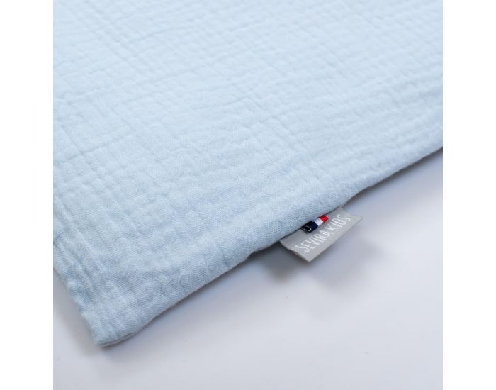 SEVIRA KIDS Taie d'Oreiller Unie en Double Gaze de Coton - Jeanne Bleu (1)