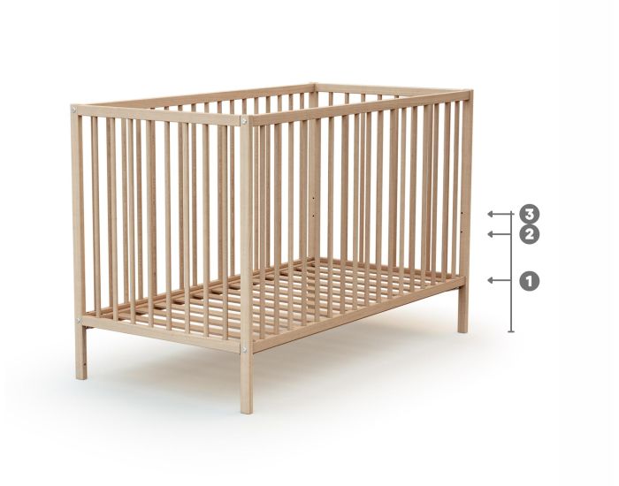 WEBABY Lit b�b� - 60x120 cm H�tre Brut (12)