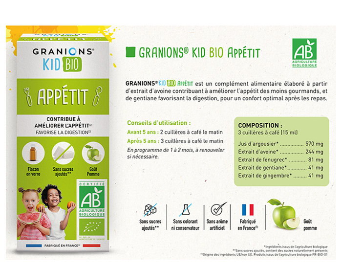 GRANIONS KID BIO Apptit - Ds 3 ans - 125 ml (1)