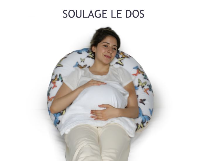 NATURNA Coussin de Maternit� et d'Allaitement Zen - Rembourrage Ouate Sillicon�e - Vanille - Papillo (1)