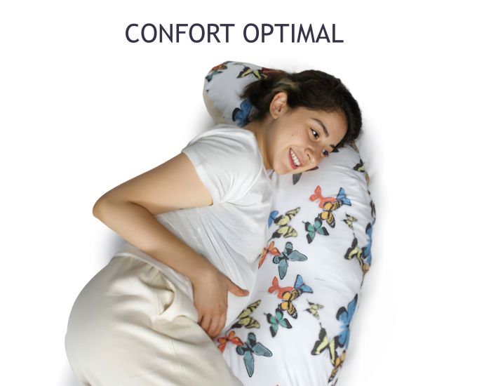 NATURNA Coussin de Maternit� et d'Allaitement Zen - Rembourrage Ouate Sillicon�e - Vanille - Papillo (3)