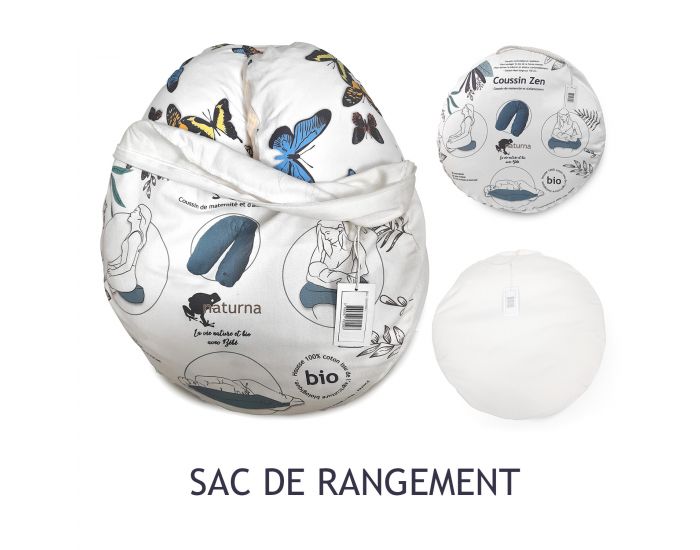 NATURNA Coussin de Maternit� et d'Allaitement Zen - Rembourrage Ouate Sillicon�e - Vanille - Papillo (6)