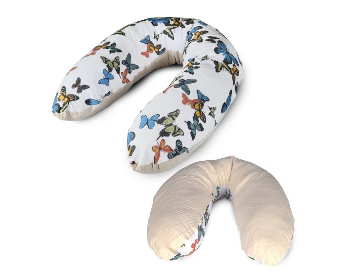 NATURNA Coussin de Maternit� et d'Allaitement Zen - Rembourrage Ouate Sillicon�e - Vanille - Papillo (8)
