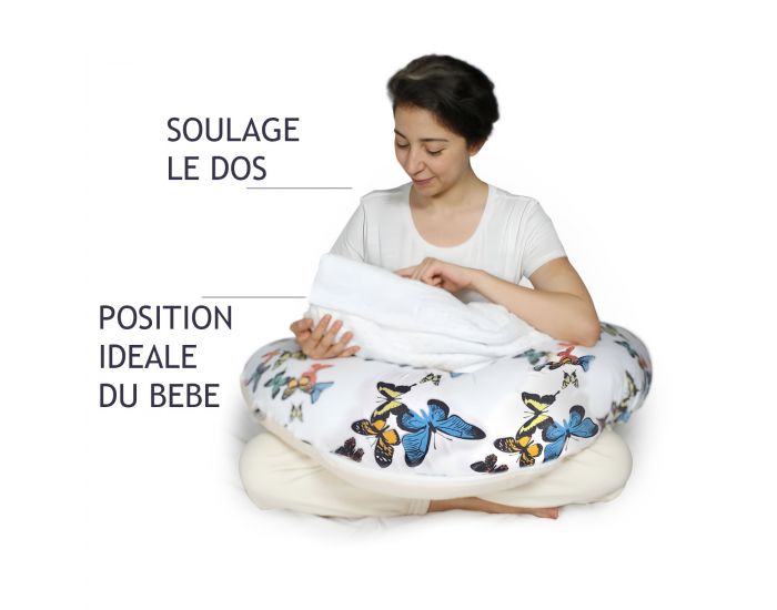 NATURNA Coussin de Maternit� et d'Allaitement Zen - Rembourrage Ouate Sillicon�e - Gris - Tortues (5)