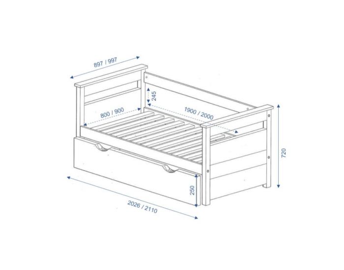 AKITEN RETAIL Lit Banquette Gigogne - Izao - Blanc et Bois (3)
