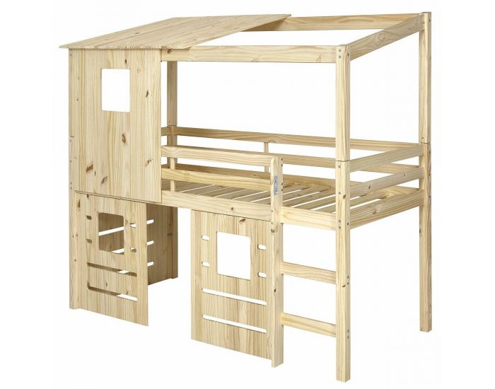 AKITEN RETAIL Pack Lit Cabane Mi-hauteur avec Matelas - Alma (1)