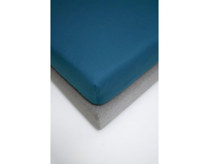 KADOLIS Drap Housse Coton Bio - Adulte - Bleu Nuit 140 x 200 cm (1)