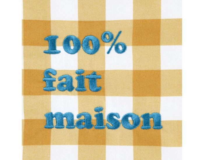 LITTLE CREVETTE Bavoir Elastique Vichy - Ocre - Fait-Maison (2)