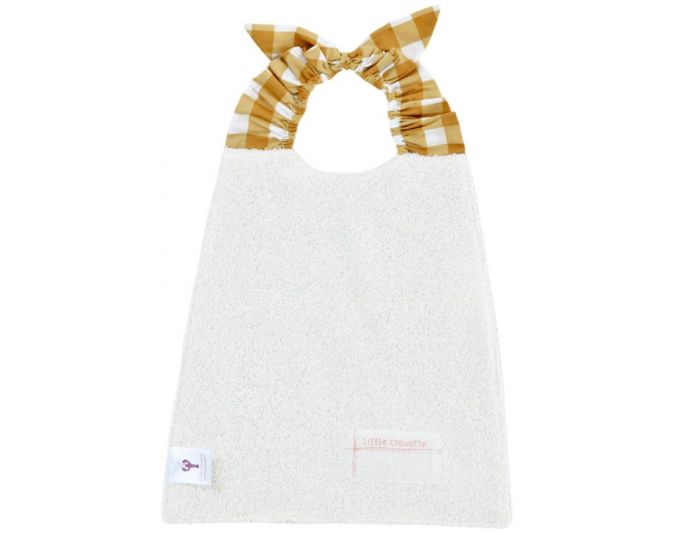 LITTLE CREVETTE Bavoir Elastique Vichy - Ocre - Fait-Maison (3)