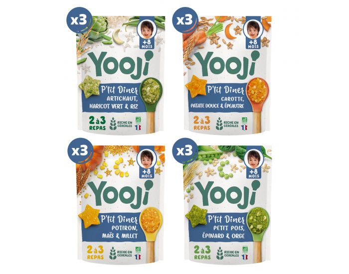 YOOJI Panier 1 Mois de Repas B�b� du Soir - Pur�es L�gumes, C�r�ales Bio avec Morceaux - D�s 8 mois (4)