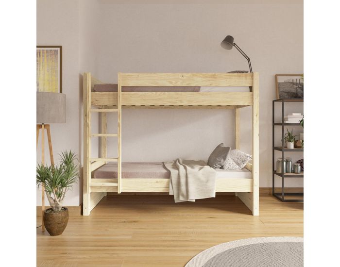 AKITEN RETAIL Pack Lit Superpos� avec Matelas - Lucia - Bois Naturel (2)