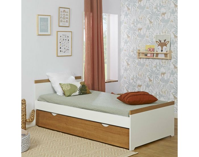 AKITEN RETAIL Pack Lit Enfant - avec Sommier Gigogne - Nais Blanc (1)