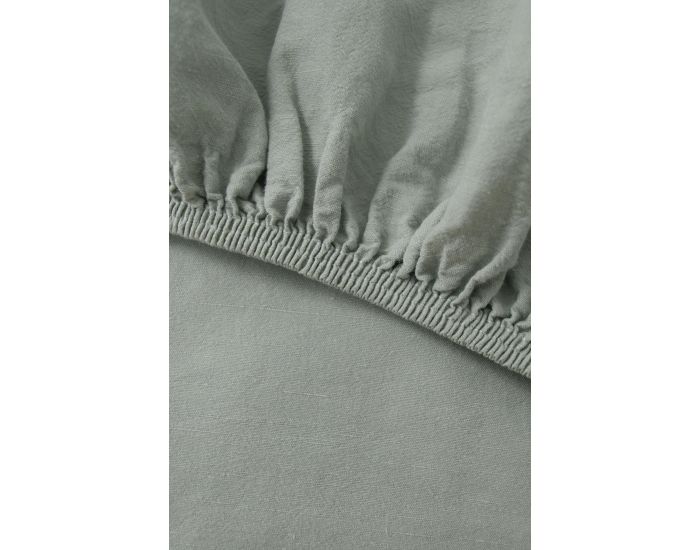 KADOLIS Drap Housse Bb en Lin et Coton Bio - Vert Aqua - 60 x 120 cm (1)