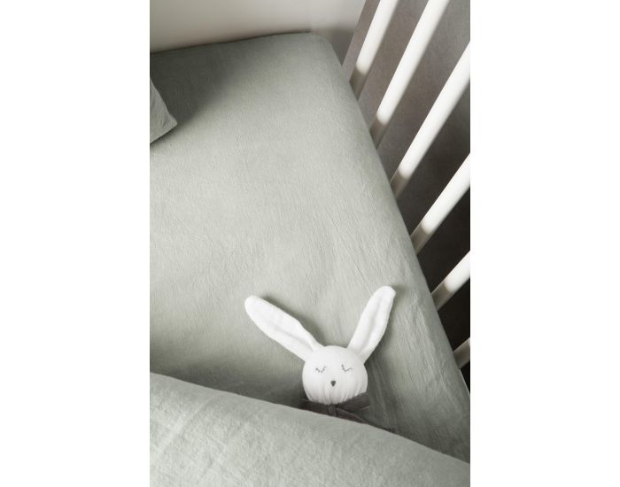 KADOLIS Drap Housse Bb en Lin et Coton Bio - Vert Aqua - 60 x 120 cm (4)