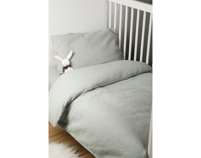 KADOLIS Drap Housse Bb en Lin et Coton Bio - Vert Aqua - 60 x 120 cm (5)