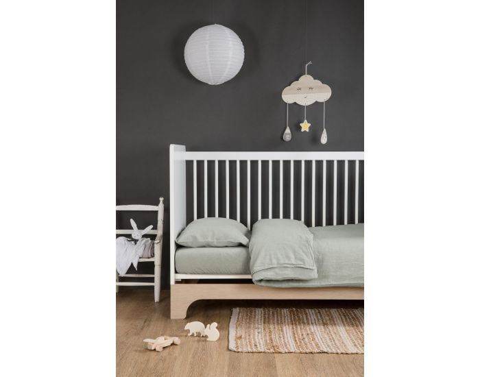 KADOLIS Drap Housse Bb en Lin et Coton Bio - Vert Aqua - 60 x 120 cm (6)