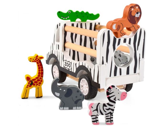 MAGNI Jouet en Bois, Camion Zoo et Animaux - Safari - D�s 3 Ans (2)