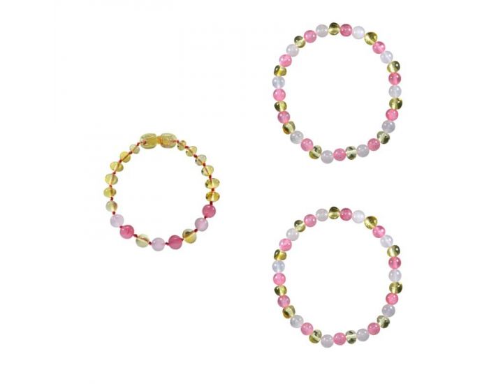 IRREVERSIBLE Box Bracelet Bb + 2 Bracelets Adulte - Ambre et Pierres Naturelles (1)