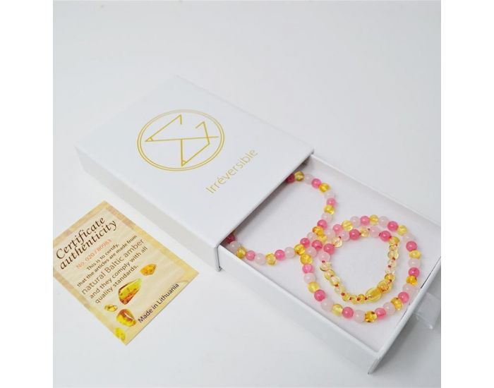 IRREVERSIBLE Box Bracelet Bb + 2 Bracelets Adulte - Ambre et Pierres Naturelles (4)