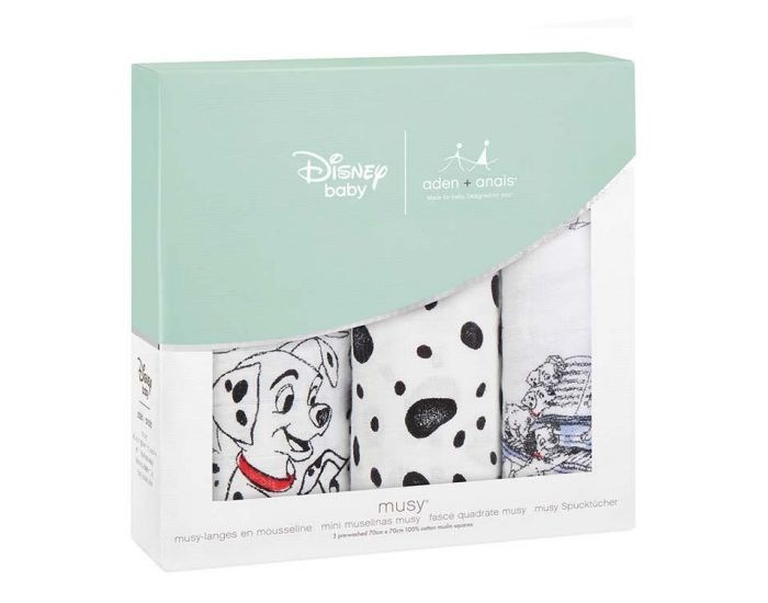 ADEN + ANAIS Lot de 3 petits Langes en mousseline de coton 101 DALMATIENS (2)
