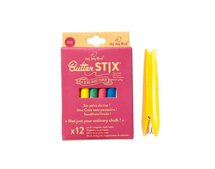 JAQ JAQ BIRD 12 Craies colores Zro poussire + 1 Porte-craie - Ds 3 ans (2)