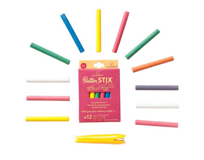 JAQ JAQ BIRD 12 Craies colores Zro poussire + 1 Porte-craie - Ds 3 ans (6)