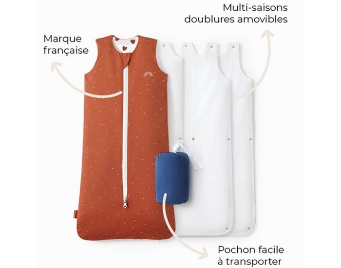 LES PETITES BILLES Gigoteuse R�versible 4 Saisons - Terracotta - Coeur - 18-36 Mois  (1)