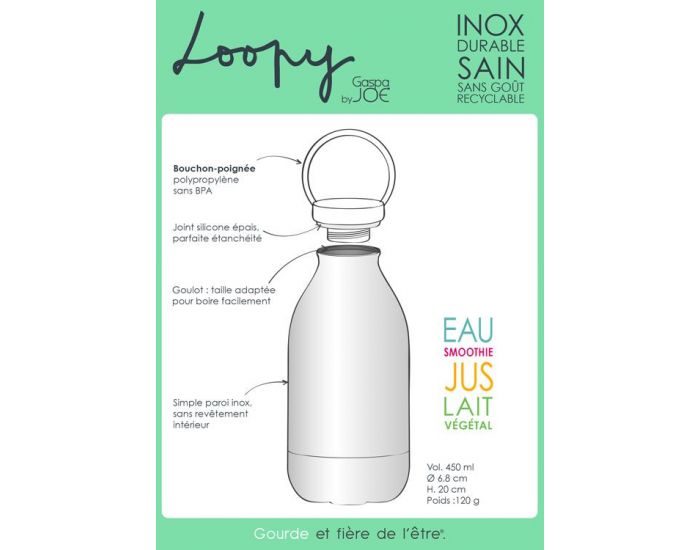GASPAJOE Gourde en inox collection loopy - 450ml (2)