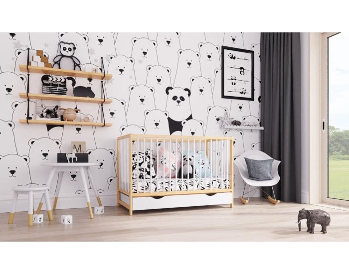 MINEA Lit Evolutif 60x120 cm avec Tiroir Mathis - 60x120 cm Bois (2)