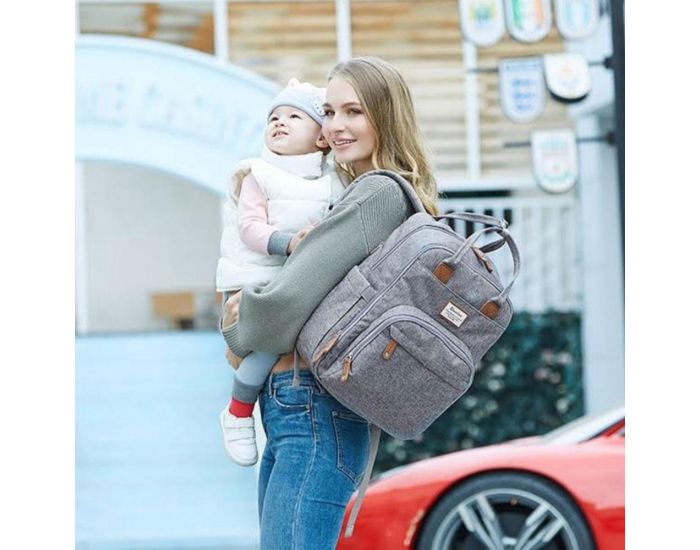 RUVALINO Sac � dos � langer avec pochette de change amovible - Gris clair  (2)