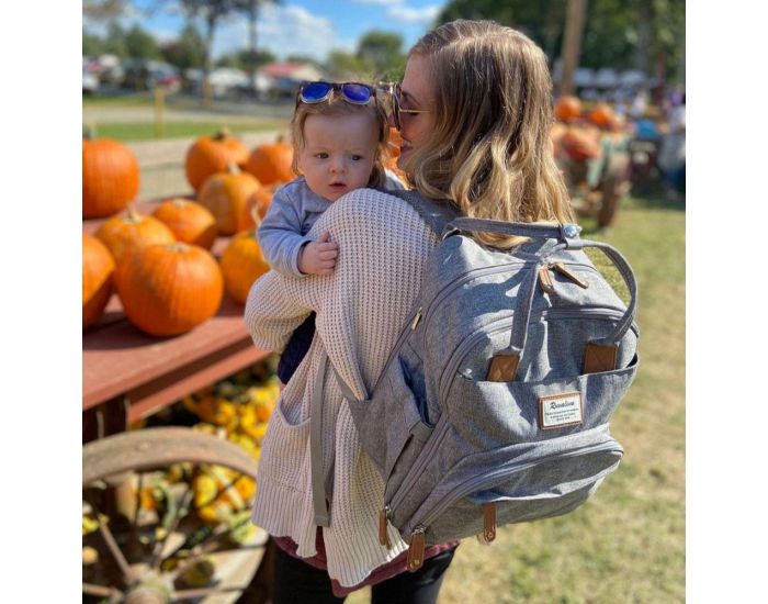 RUVALINO Sac � dos � langer avec pochette de change amovible - Gris clair  (3)