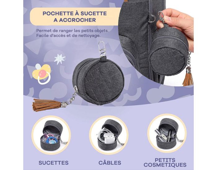 RUVALINO Sac � dos � langer avec pochette de change amovible - Gris clair  (4)