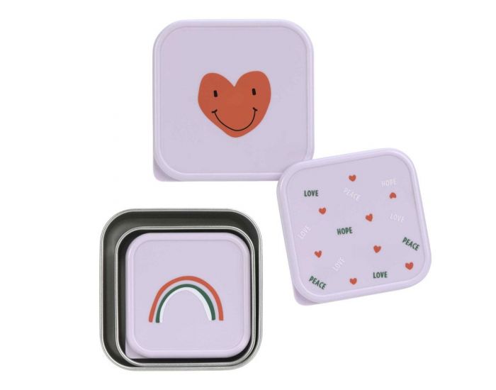 LASSIG Lot de 3 boites gigognes en inox - Happy Rascals Coeur (3)