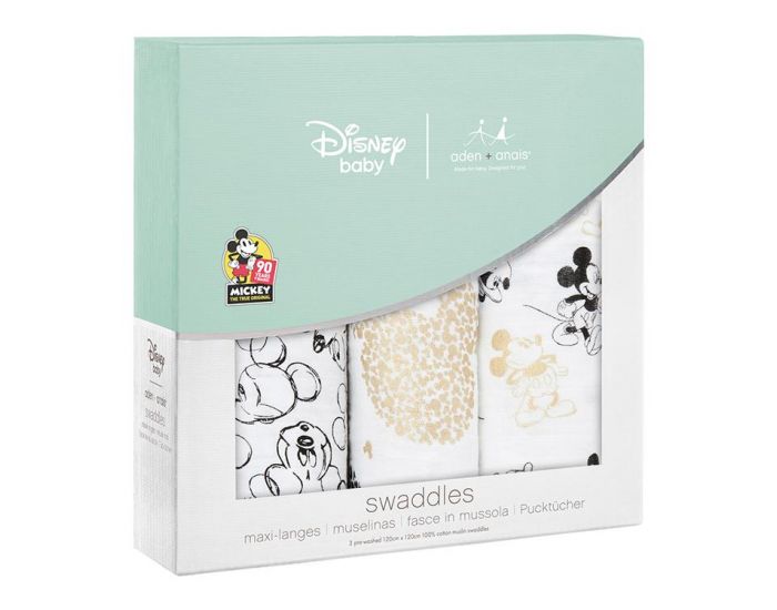 ADEN + ANAIS Coffret 3 Maxi langes mousseline METALLIC GOLD DECO aden + anais (1)