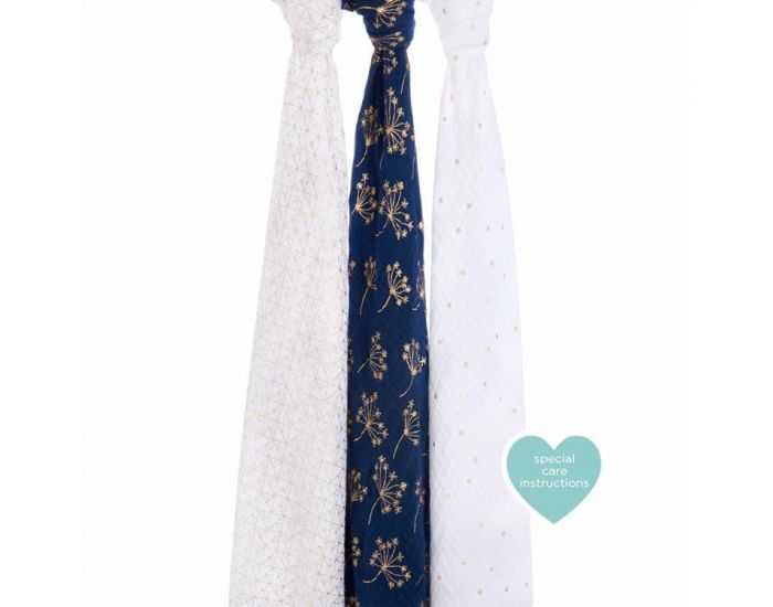 ADEN + ANAIS Coffret 3 Maxi langes mousseline METALLIC GOLD DECO aden + anais (3)