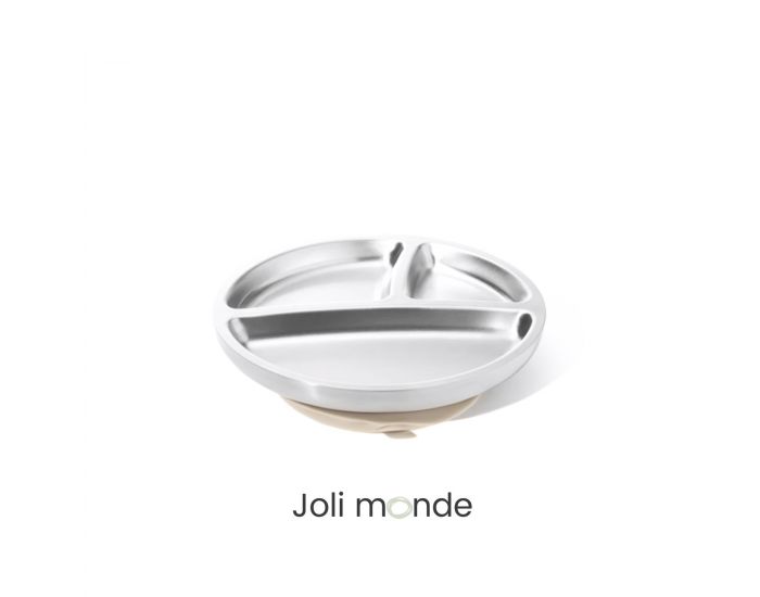 JOLI MONDE Assiette Inox � Ventouse & Compartiments - Sable (2)