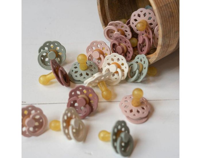 BIBS Lot de 2 Sucettes Caoutchouc - T�tines Rondes - Boh�me - P�che - Marmotte - Taille 1 (1)