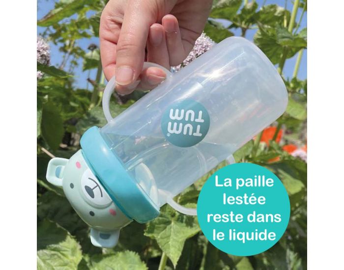 TUM TUM Grande Tasse Anti Fuite + Paille Lest�e - Ourson Bleu - 300 ml  (1)
