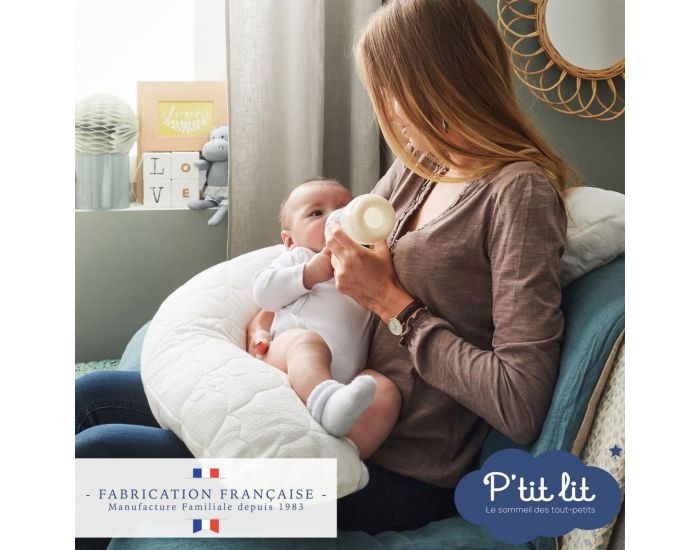P'TIT LIT Coussin de Grossesse et d'Allaitement Bamboo - D�houssable - Ecru (3)