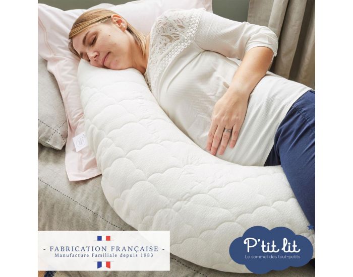 P'TIT LIT Coussin de Grossesse et d'Allaitement Bamboo - D�houssable - Ecru (2)
