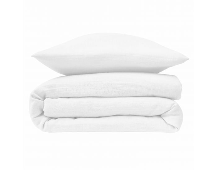 LE LIT DE MON B�B� Housse de Couette B�b� Double Gaze de Coton - Blanc  100x140 cm (1)
