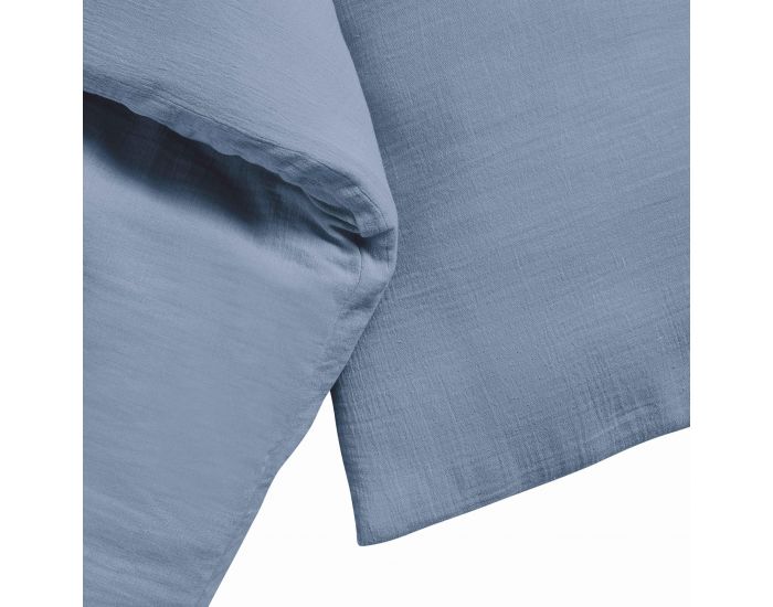 LE LIT DE MON B�B� Parure de Couette B�b� en Gaze de Coton Housse de Couette + Taie - Bleu Gris (1)