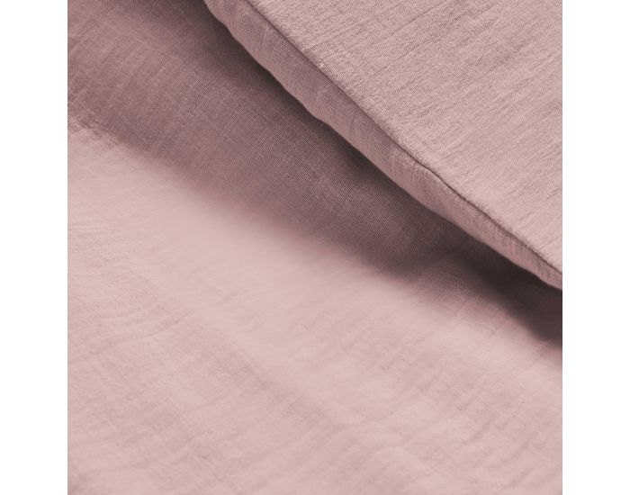 LE LIT DE MON B�B� Parure de Couette B�b� en Gaze de Coton Housse de Couette + Taie - Vieux Rose 80x120 cm - 35x40 cm (1)