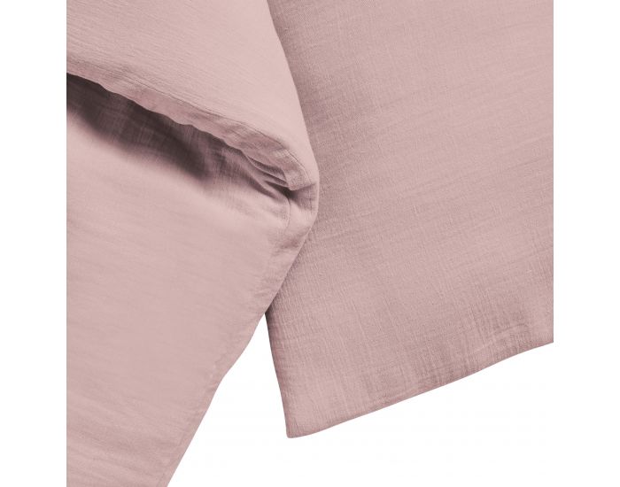 LE LIT DE MON B�B� Parure de Couette B�b� en Gaze de Coton Housse de Couette + Taie - Vieux Rose 80x120 cm - 35x40 cm (2)