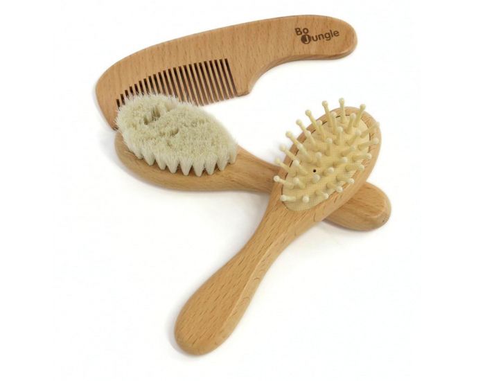BO JUNGLE Set Brosses et Peigne en Bois Naturel pour B�b� (4)