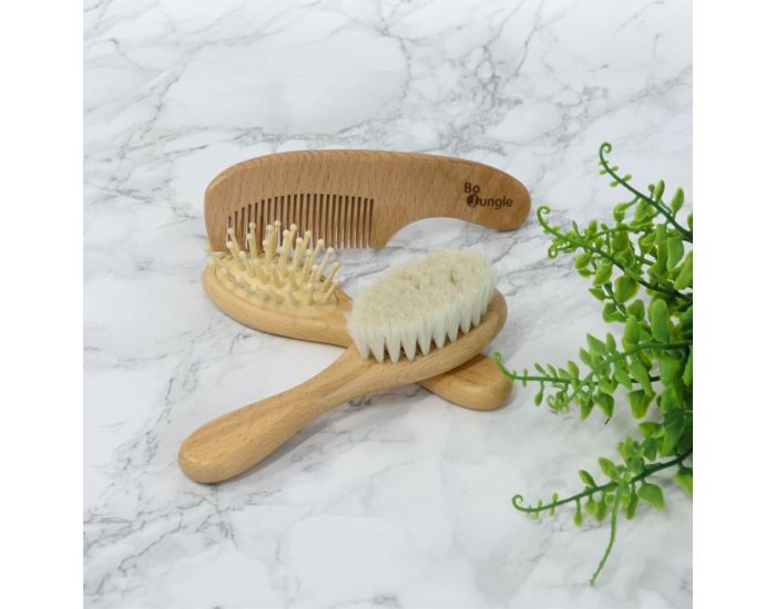 BO JUNGLE Set Brosses et Peigne en Bois Naturel pour B�b� (1)